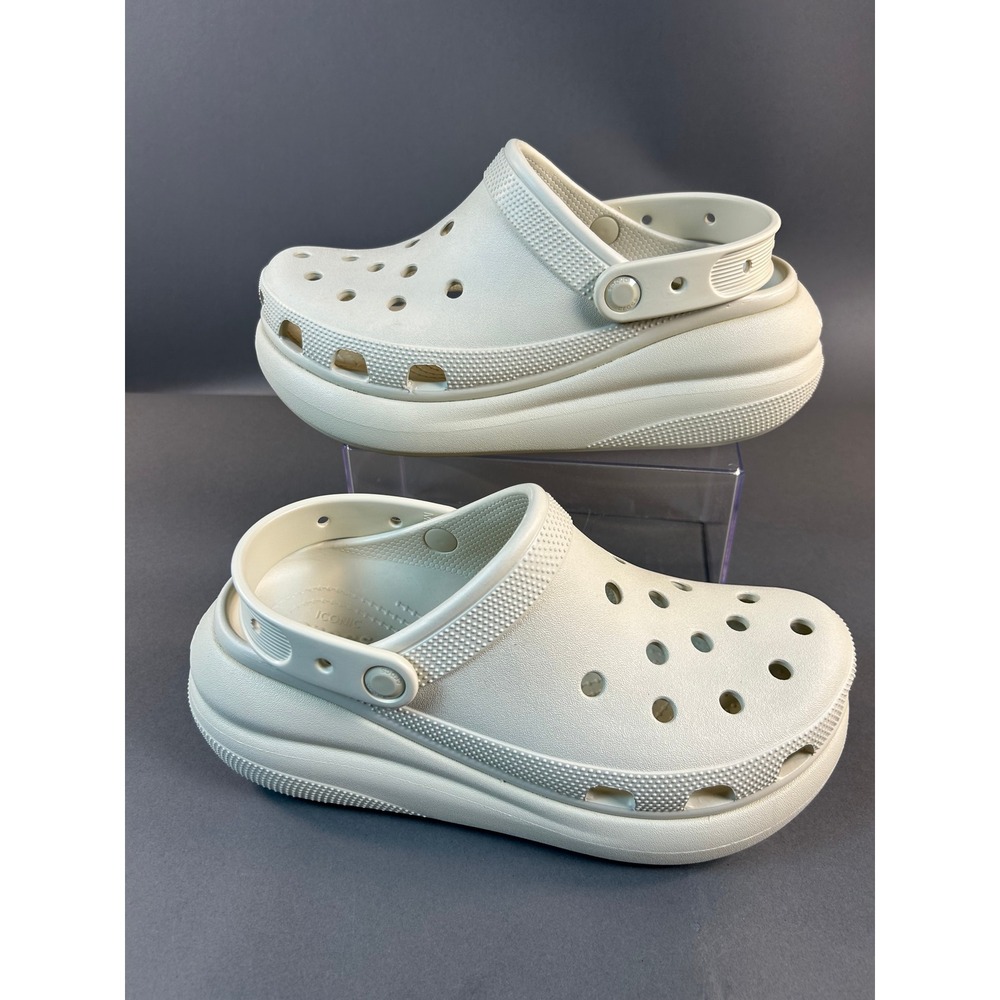 Crocs Classic Crush Clog Bone Off White Platform Sandals Mens 8 Womens 10 207521